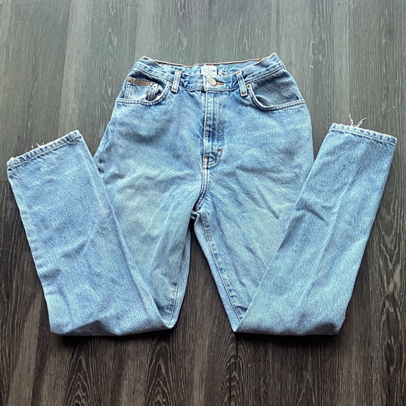 Calvin Klein Jeans Denim - Vintage 90s Y2K Light Wash Calvin Klein Structured Cotton Straight Leg Mom Jeans